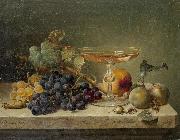 Johann Wilhelm Preyer nuts and a glass on a marble ledge Sweden oil painting artist